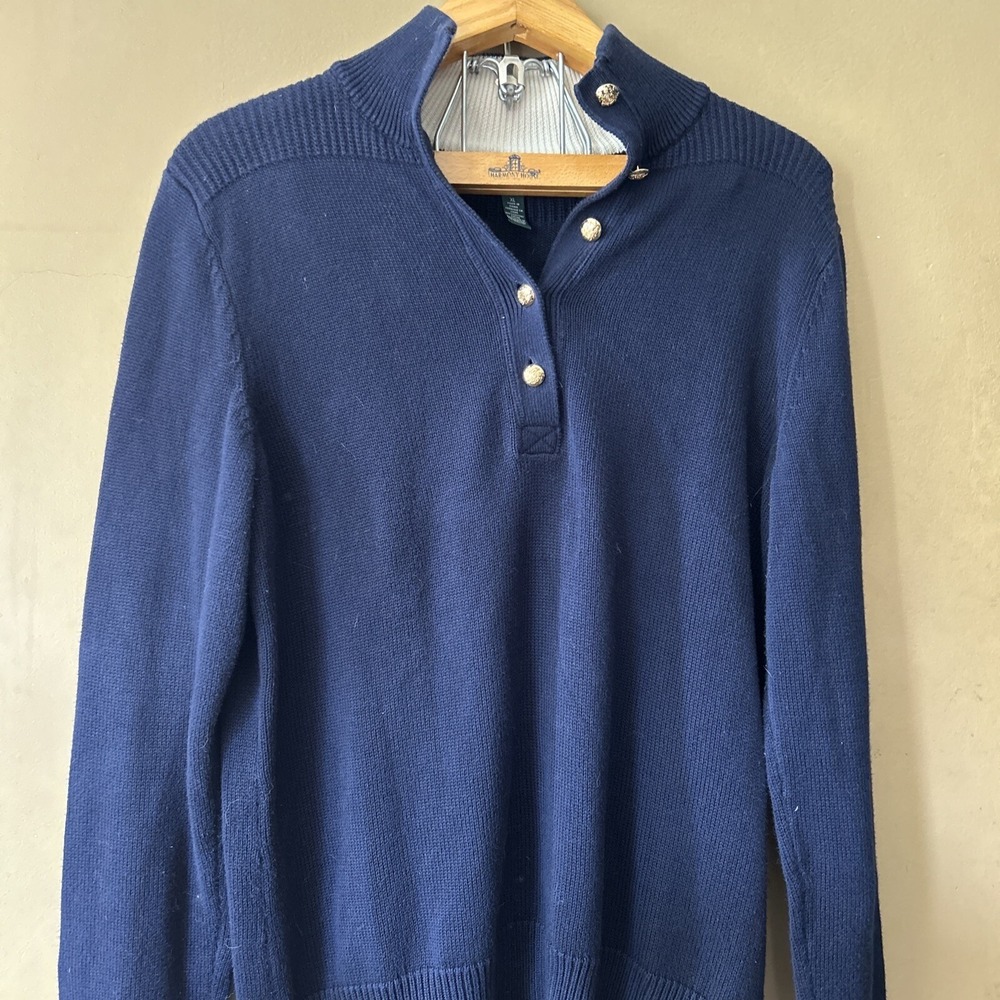 Women's LRL LAUREN JEANS‎ CO. RALPH LAUREN 100%Cotton w/ Gold Button Sweater XL